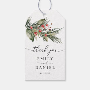 Elegant Waterverf Kerstmis Dank je bruiloft Cadeaulabel
