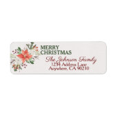Elegant Waterverf Kerstmis Floral Return Address Etiket (Voorkant)