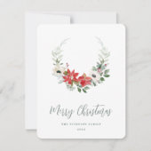 Elegant Waterverf Kerstmis Floral Wreator Feestdagenkaart (Voorkant)
