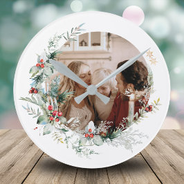 Elegant waterverf kerstmis foto Ronde Cl Klok
