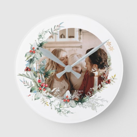 Elegant waterverf kerstmis foto Ronde Cl Ronde Klok (Voorkant)