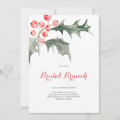 Elegant Waterverf Kerstmis Holly Bridal Brunch Kaart (Voorkant)