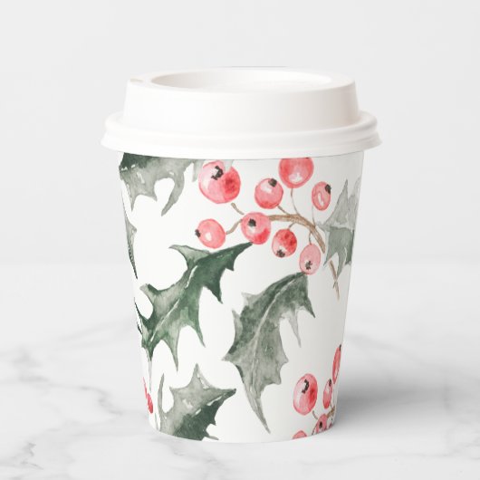 Elegant Waterverf Kerstmis Papieren Bekers (Achterkant)