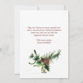 Elegant Waterverf Kerstmis Pine Cone Greep Feestdagenkaart (Achterkant)