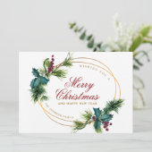 Elegant Waterverf Kerstmis Pine Cone Greeting Feestdagenkaart (Staand voorkant)