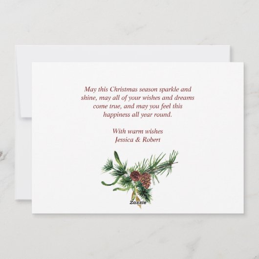 Elegant Waterverf Kerstmis Pine Cone Greeting Feestdagenkaart (Achterkant)