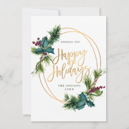 Elegant Waterverf Kerstmis Pine Cone Greeting Feestdagenkaart