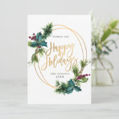 Elegant Waterverf Kerstmis Pine Cone Greeting Feestdagenkaart (Staand voorkant)