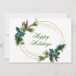 Elegant Waterverf Kerstmis Pine Cone Greeting Feestdagenkaart