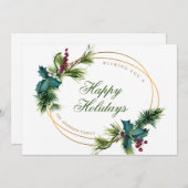 Elegant Waterverf Kerstmis Pine Cone Greeting Feestdagenkaart (Voorkant / Achterkant)