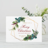 Elegant Waterverf Kerstmis Pine Cone Greeting Feestdagenkaart (Staand voorkant)