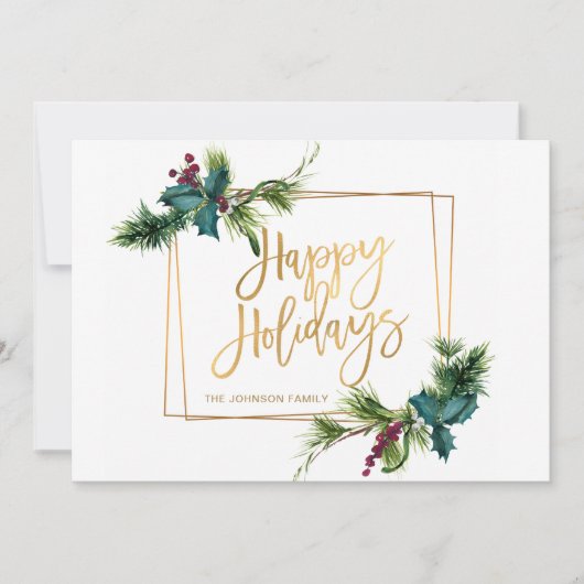 Elegant Waterverf Kerstmis Pine Cone Greeting Feestdagenkaart (Voorkant)