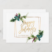 Elegant Waterverf Kerstmis Pine Cone Greeting Feestdagenkaart (Voorkant / Achterkant)