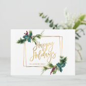 Elegant Waterverf Kerstmis Pine Cone Greeting Feestdagenkaart (Staand voorkant)