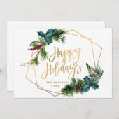 Elegant Waterverf Kerstmis Pine Cone Greeting Feestdagenkaart (Voorkant / Achterkant)