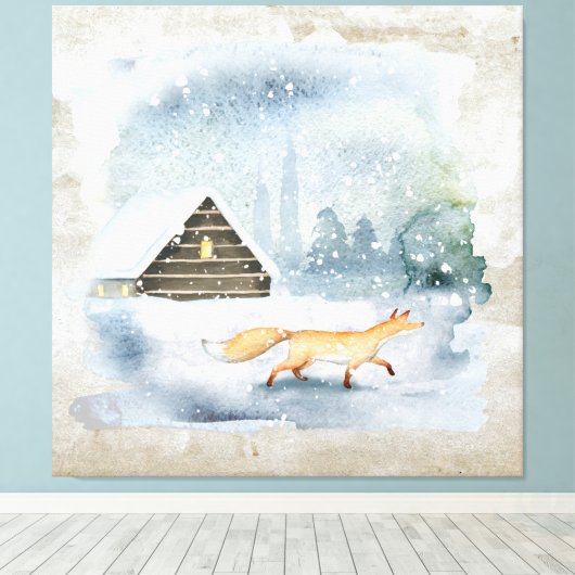 Elegant Waterverf Kerstmis Scene Canvas Afdruk (Insitu (Houten vloer))