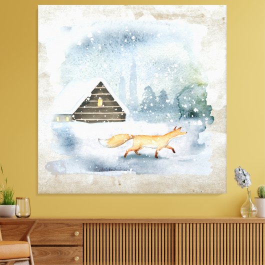 Elegant Waterverf Kerstmis Scene Canvas Afdruk (Insitu (Woonkamer))