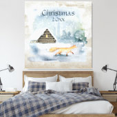 Elegant Waterverf kerstscène Typografie Canvas Afdruk (Insitu (Slaapkamer))