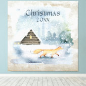 Elegant Waterverf kerstscène Typografie Canvas Afdruk (Insitu (Houten vloer))