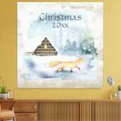Elegant Waterverf kerstscène Typografie Canvas Afdruk (Insitu (Woonkamer))