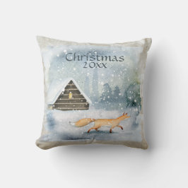 Elegant Waterverf kersttypografie Keepomwille Kussen