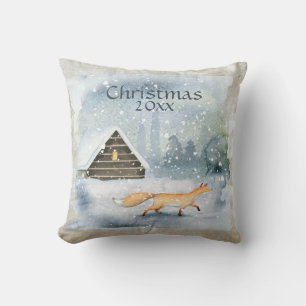 Elegant Waterverf kersttypografie Keepomwille Kussen