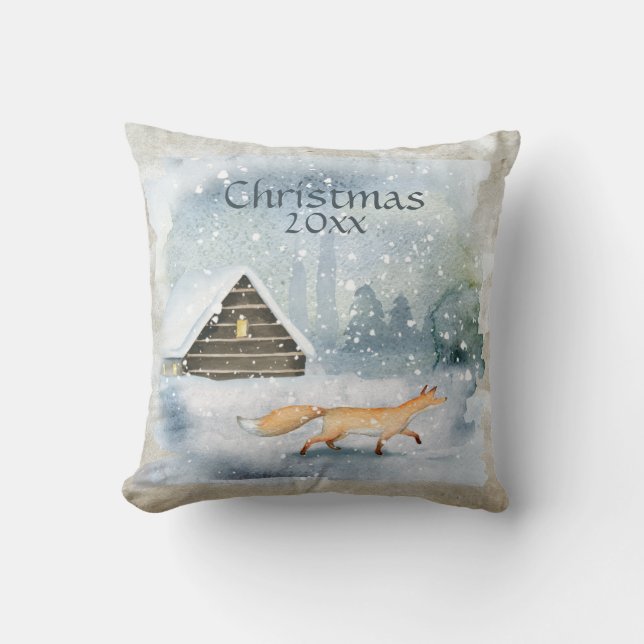 Elegant Waterverf kersttypografie Keepomwille Kussen (Voorkant)