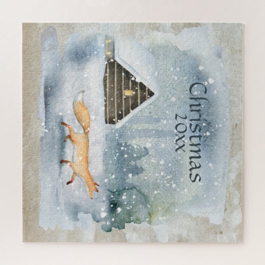 Elegant Waterverf kersttypografie Keepomwille Legpuzzel (Horizontaal)