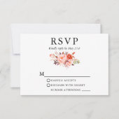 Elegant Waterverf Koral Floral Rozen Weddenschap RSVP Kaartje (Voorkant)