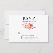 Elegant Waterverf Koral Floral Wedding