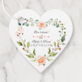 Elegant Waterverf Koral Flowers Wreatding Wedding Bedankjes Labels (Voorkant)