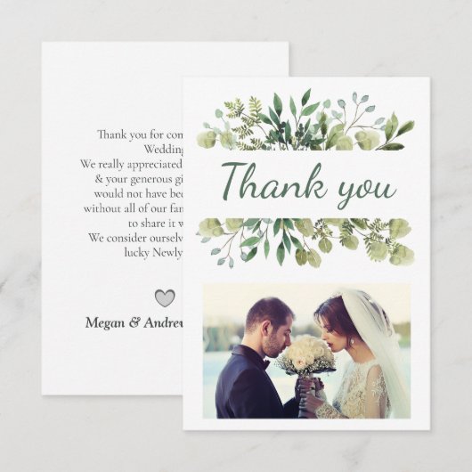Elegant Waterverf laat aangepaste bruiloft foto ac Bedankkaart (Voorkant / Achterkant)