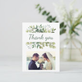 Elegant Waterverf laat aangepaste bruiloft foto ac Briefkaart (Staand voorkant)