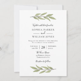 Elegant Waterverf laat mooie bruiloft over Kaart