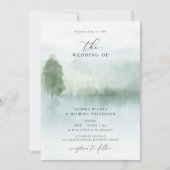 Elegant Waterverf Lake and Trees Wedding Kaart (Voorkant)