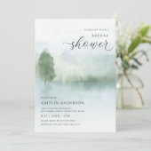 Elegant Waterverf Lake en Trees Vrijgezellenfeest Kaart (Staand voorkant)