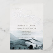 Elegant Waterverf Landscape Adventure Wedding Foi Folie Uitnodiging (Voorkant)