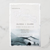 Elegant Waterverf Landscape Adventure Wedding Folie Uitnodiging (Voorkant)