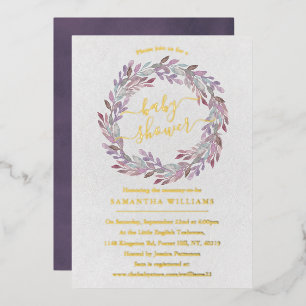 Elegant Waterverf Laurel Wreater Baby shower Real Folie Uitnodiging