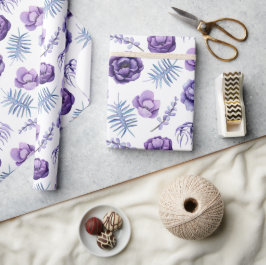 Elegant Waterverf Lavendel Bloem Bruiloft Cadeaupapier