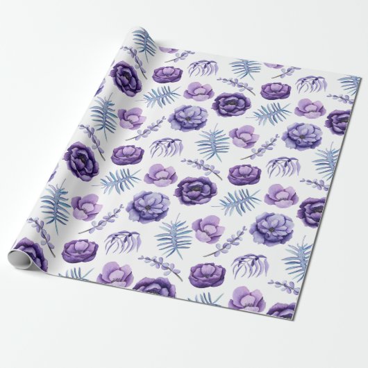 Elegant Waterverf Lavendel Bloem Bruiloft Cadeaupapier (Uitgerold)