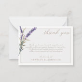 Elegant Waterverf Lavendel Memorial Dank u Notitiekaartje (Voorkant)
