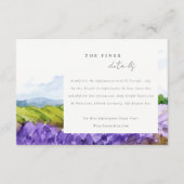Elegant Waterverf Lavender Fields Wedding Details Informatiekaartje (Voorkant)