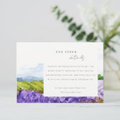 Elegant Waterverf Lavender Fields Wedding Details Informatiekaartje (Staand voorkant)