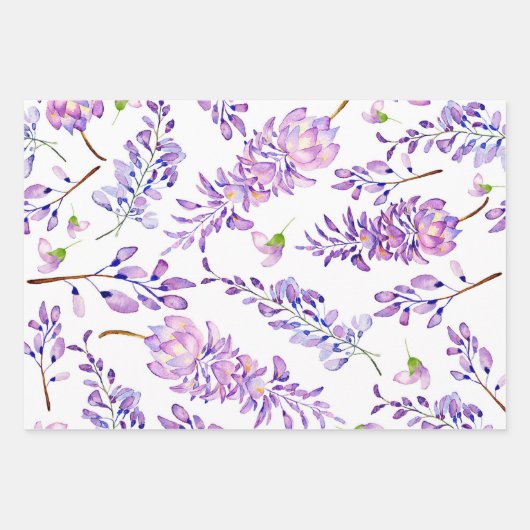 Elegant Waterverf Lavender Floral Inpakpapier Vel (Voorkant)