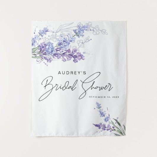 Elegant Waterverf Lavender Floral Vrijgezellenfees Wandkleed (Voorkant)