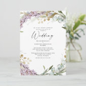 Elegant Waterverf Lavender Floral Wedding Kaart (Staand voorkant)