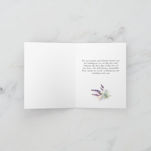 Elegant Waterverf Lavender Flowers Field Bedankkaart (Binnen)