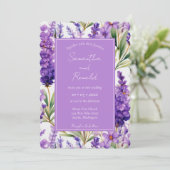 Elegant Waterverf Lavender Flowers Wedding Kaart (Staand voorkant)