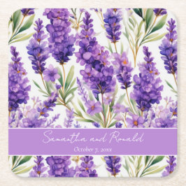 Elegant Waterverf Lavender Flowers Wedding Kartonnen Onderzetters